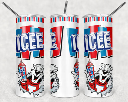 Icee 20oz Skinny Tumbler custom drinkwear - with straw - Stainless Steel cup -Polar Bear cold drink