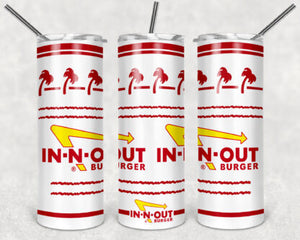 In-N-Out Burger 20oz Skinny Tumbler custom drinkware - with straw - Stainless Steel cup - Restaurant