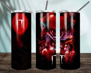 It Horror Movie 20oz Skinny Tumbler custom drinkware - with straw Stainless Steel Cup -Halloween