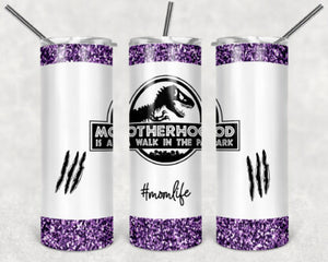 Jurassic Mom 20oz Skinny Tumbler custom drinkware - with straw- Stainless Steel cup drink