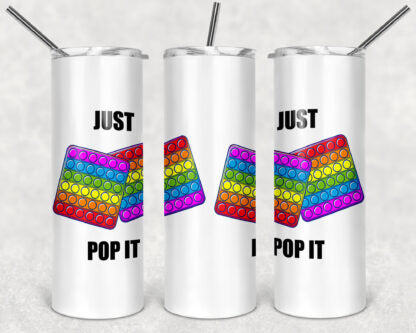 Pop It 20oz Skinny Tumbler custom drinkware - with straw - Stainless Steel cup