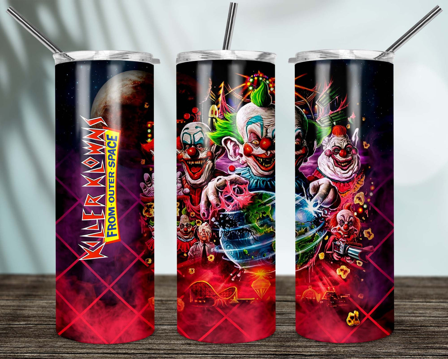 Killer Clowns 20oz Skinny Tumbler custom drinkware - with straw Stainless Steel Cup - Horror