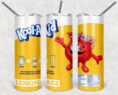 Kool-Aid Lemonade 20oz Skinny Tumbler custom drink wear - with straw - Stainless Steel cup