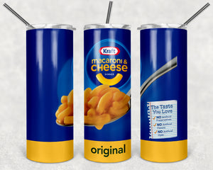 Kraft Macaroni and Cheese 20 oz Skinny Tumbler custom drinkwear - with straw - Mac & Cheese -cup