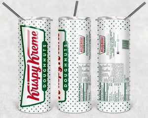 Krispy Kreme Doughnuts 20oz Skinny Tumbler custom drinkwear - with straw - Stainless Steel cup