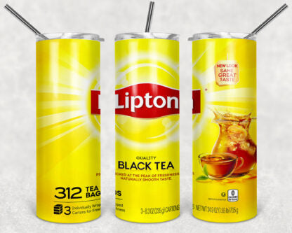 Lipton Tea 20oz Skinny Tumbler custom drinkwear - with straw - Stainless Steel cup