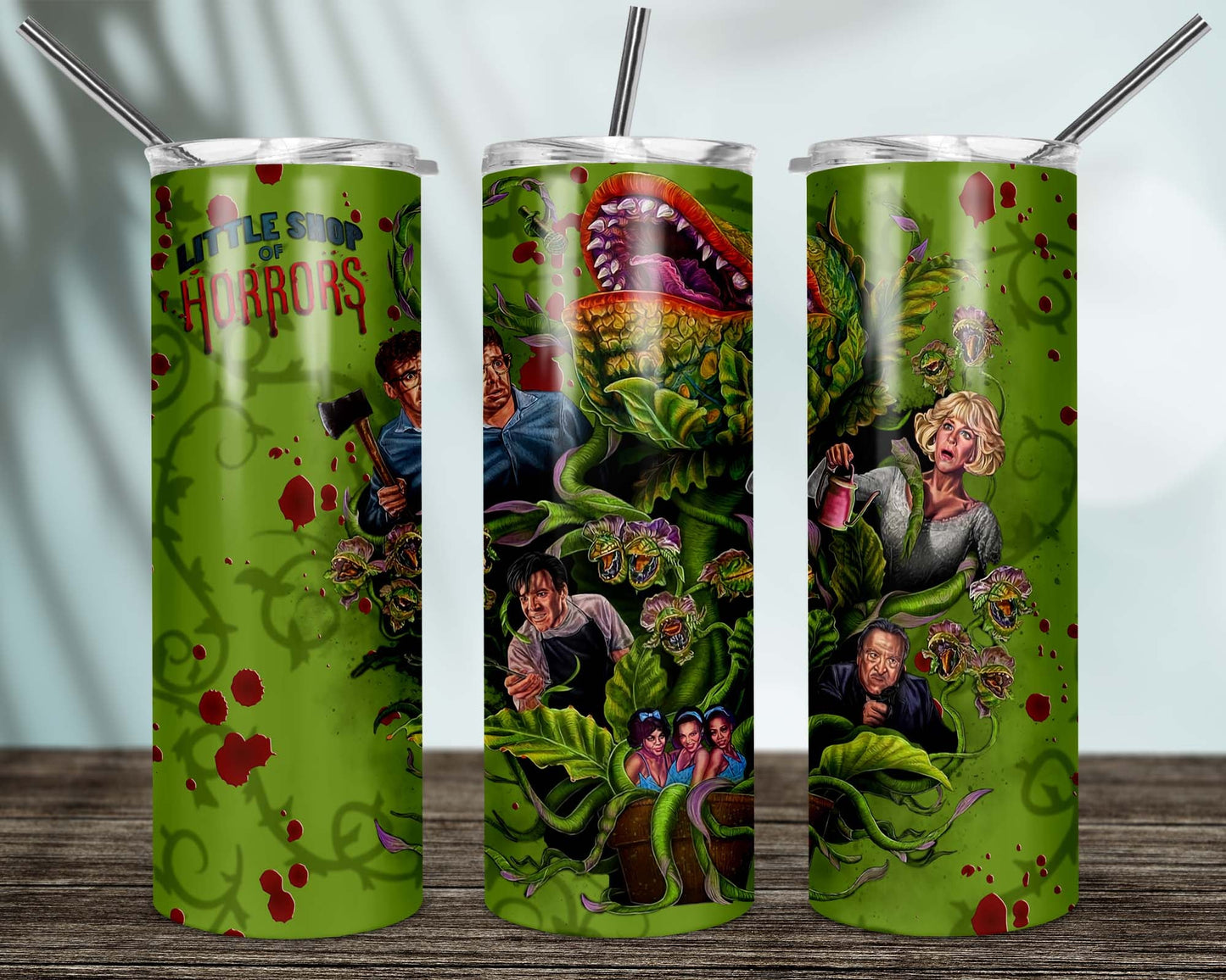 Little Shop Of Horrors 20oz Skinny Tumbler custom drinkware - with straw Stainless Steel Cup - Horror