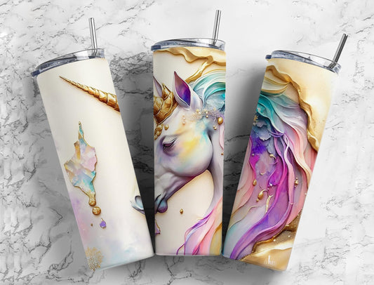 Magestical Unicorn 20oz Skinny Tumbler custom drinkwear - with straw - Skinny straight water bottle