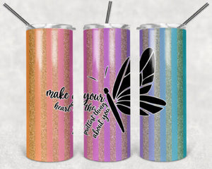 Make Your Heart The Prettiest Thing About You 20oz Skinny Tumbler custom drinkware - with straw - Stainless Steel cup