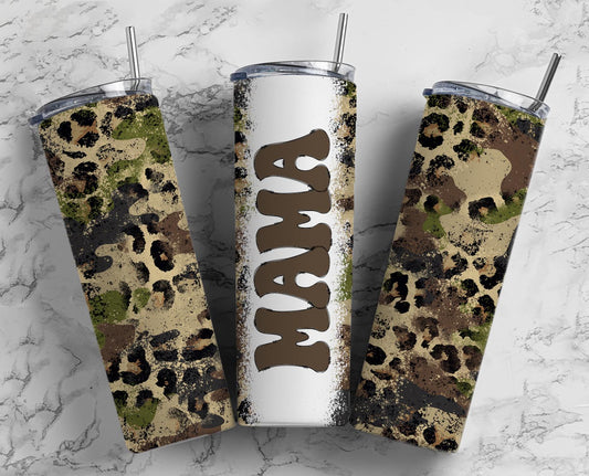 Mama Tumbler Camo 20oz Skinny Straight Tumbler drinkware-with straw -water bottle -coffee mug cup travel tumbler