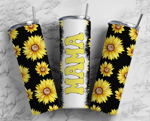 Mama Tumbler Sunflower 20oz Skinny Straight Tumbler drinkware-with straw -water bottle -coffee mug cup travel tumbler