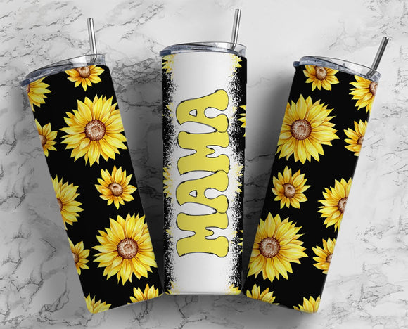 Mama Tumbler Sunflower 20oz Skinny Straight Tumbler drinkware-with straw -water bottle -coffee mug cup travel tumbler
