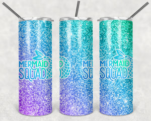 Mermaid Squad 20oz Skinny Tumbler custom drinkware - with straw Stainless Steel Cup