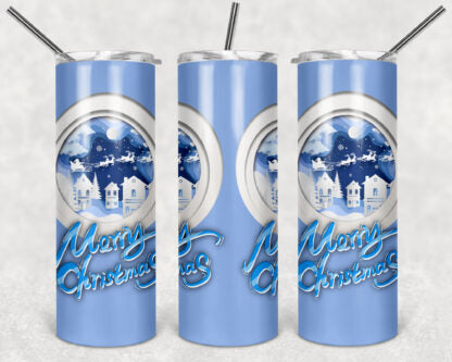 Merry Christmas 20oz Skinny Tumbler custom drinkware - with straw - Stainless Steel cup