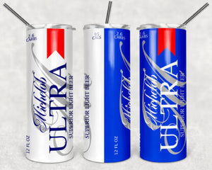 Michelob Ultra Beer 20oz Skinny Tumbler custom drinkware - with straw - Stainless Steel Cup