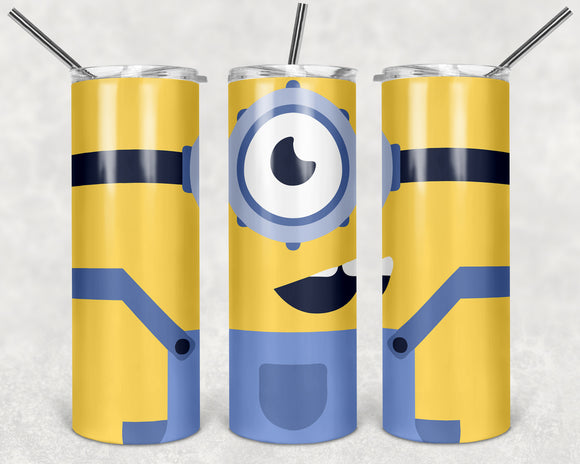 Minions 20oz Skinny Tumbler custom drinkware - with straw - Stainless Steel cup