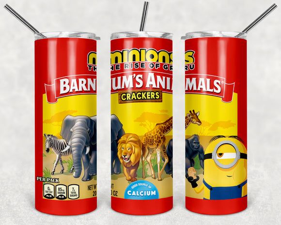 Minions Animal Crackers 20oz Skinny Tumbler custom drinkware - with straw - Stainless Steel cup