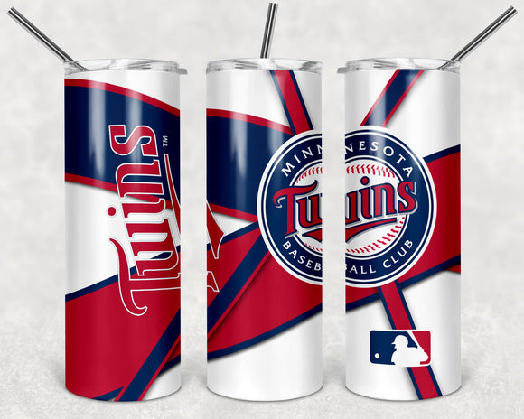 Minnesota Twins 20oz Skinny Tumbler custom drinkware - with straw - Stainless Steel cup - Baseball