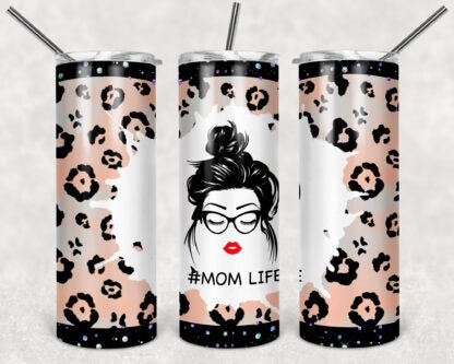 Mom Life 20oz Skinny Tumbler custom drinkware - with straw - Stainless Steel cup #momlife