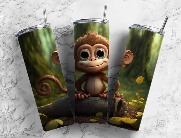 Monkey cute 20oz Skinny Straight Tumbler drinkware-with straw -water bottle -coffee mug cup travel tumbler