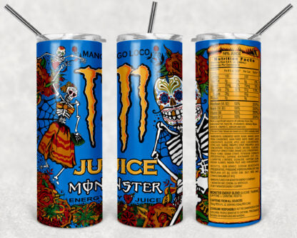 Monster Mango Loco 20oz Skinny Tumbler custom drinkwear - with straw - Stainless Steel cup