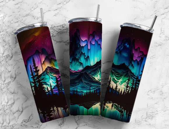 Mountain Midnight colors Tumbler 20oz Skinny Straight Tumbler drinkware-with straw -water bottle -coffee mug cup travel tumbler