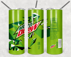 Mountain Dew 20oz Skinny Tumbler custom drinkware - with straw - Stainless Steel cup