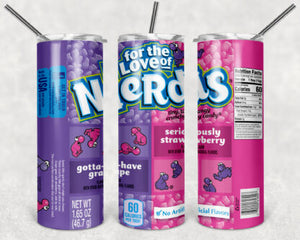 Nerds Candy 20oz Skinny Tumbler custom drink wear - with straw - Stainless Steel cup