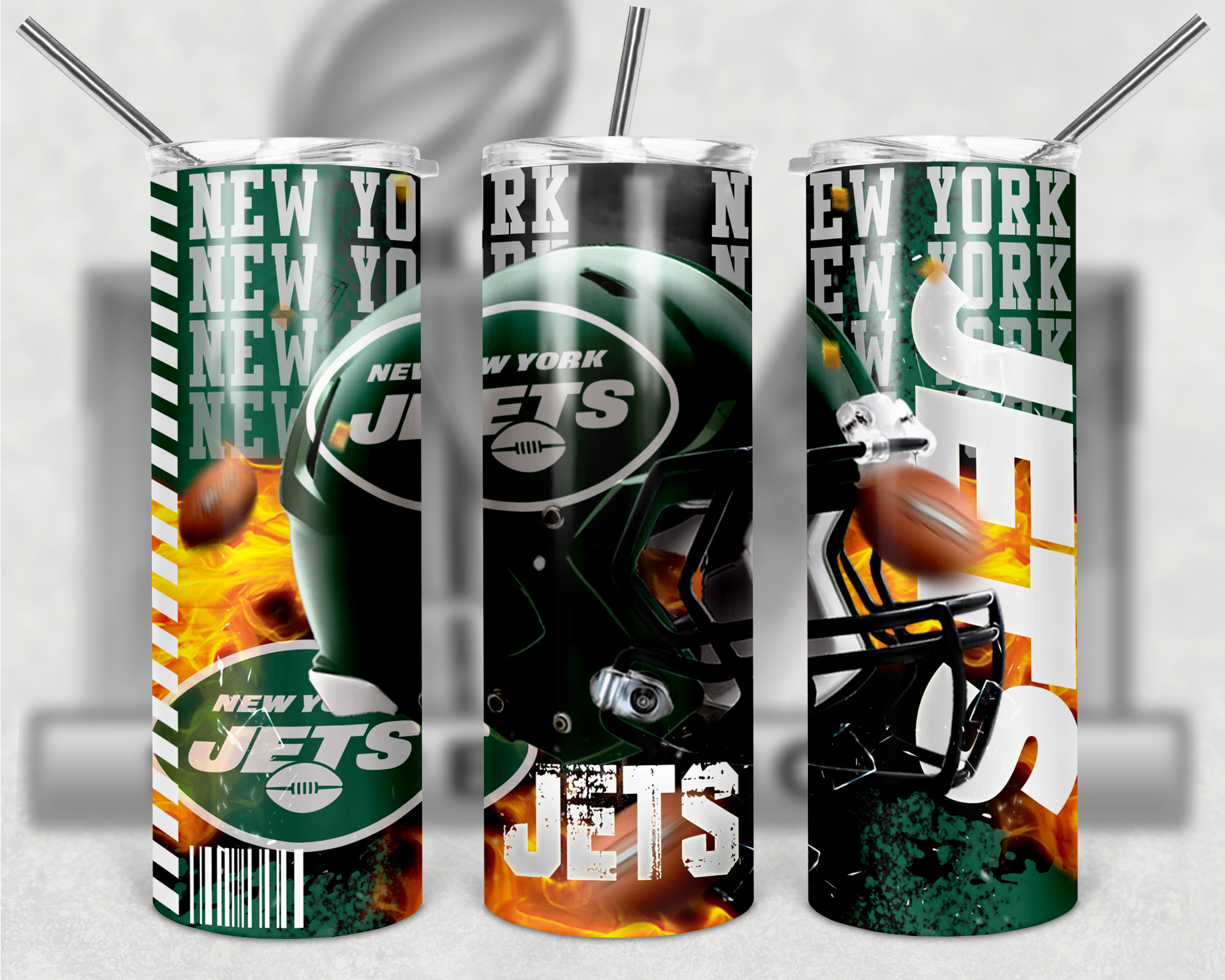 New York Jets Football Team 20oz Skinny Tumbler PNG