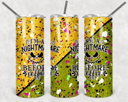 Nightmare Before Coffee 20oz Skinny Straight Tumbler custom drinkware - with straw -cup Halloween