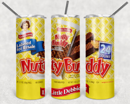 Little Debbie Nutty Buddy 20oz Skinny Tumbler custom drinkwear - with straw - Stainless Steel cup