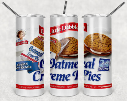 Little Debbie Oatmeal Creme Pies 20oz Skinny Tumbler custom drinkwear - with straw - Stainless Steel cup