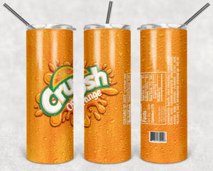 Orange Crush 20oz Skinny Tumbler custom drinkware - with straw - Stainless Steel cup -Soda