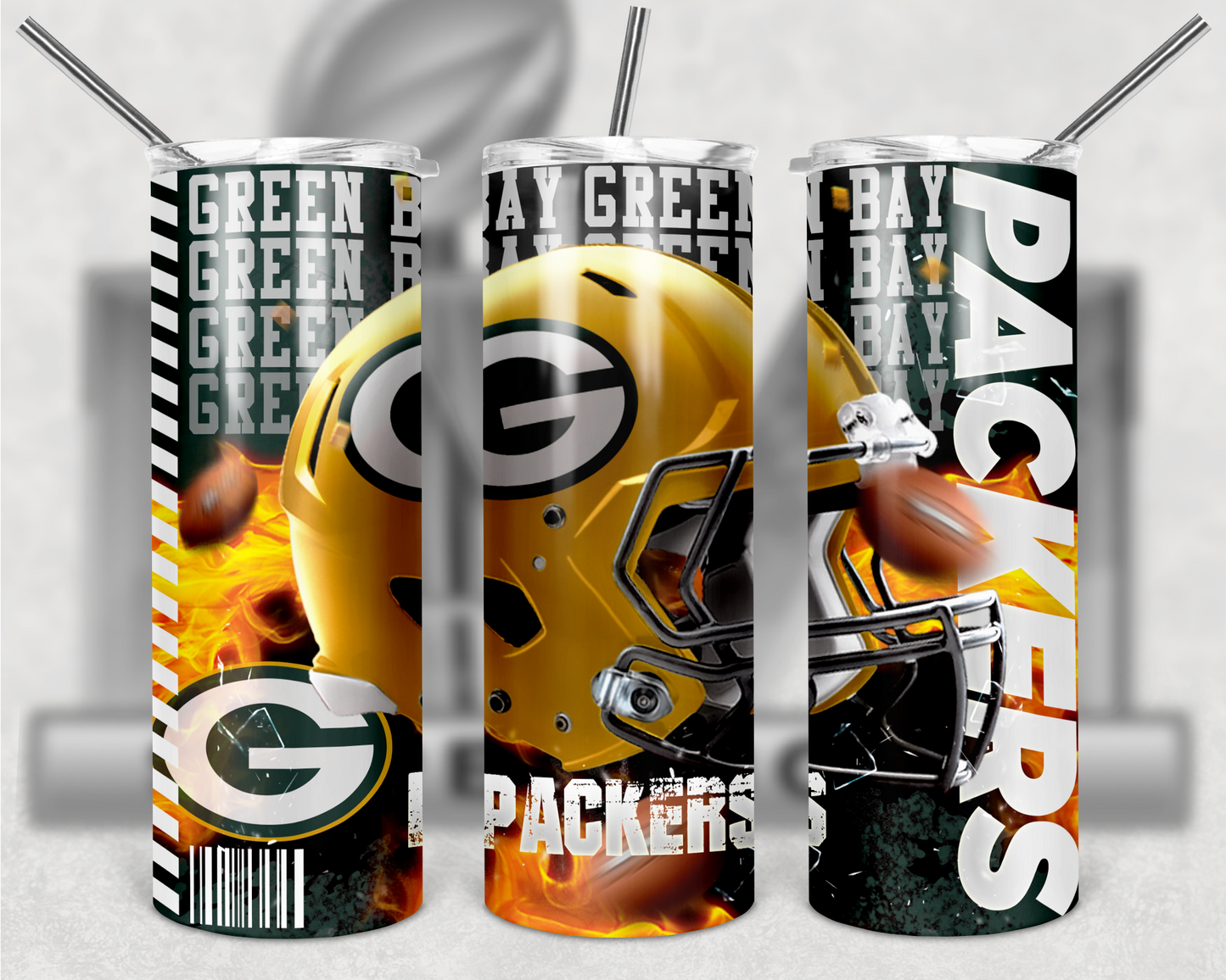 Football Teams 20oz Skinny Tumbler custom drinkware - with straw - Stainless Steel cup - NFL -