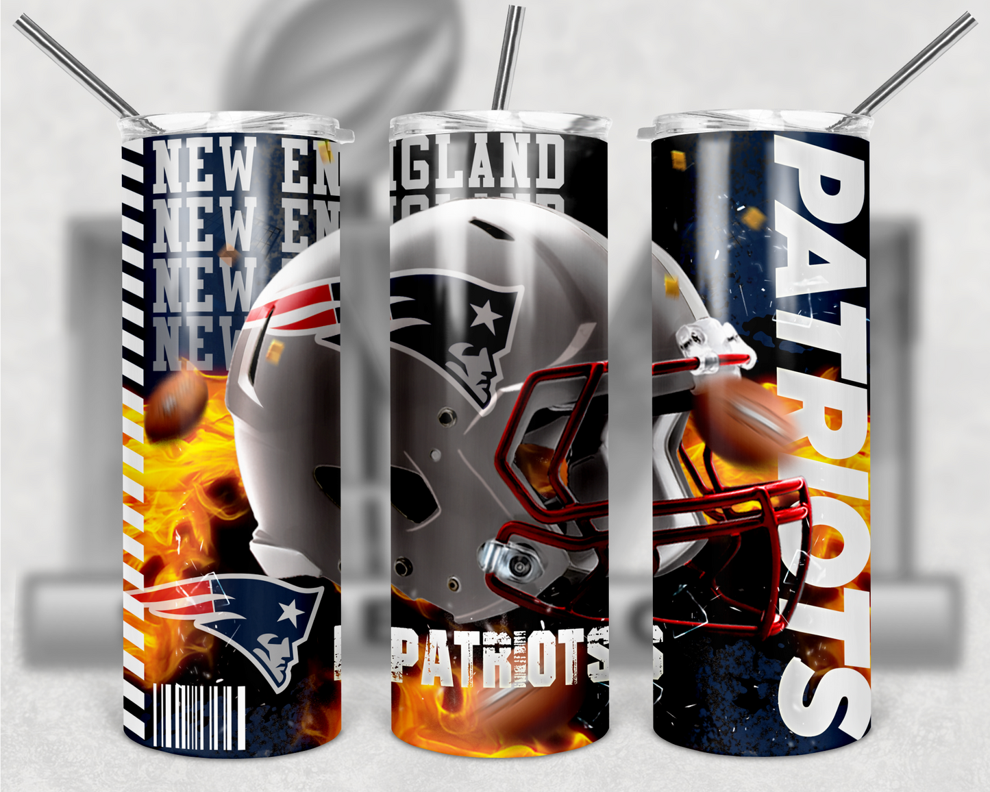 Football Teams 20oz Skinny Tumbler custom drinkware - with straw - Stainless Steel cup - NFL -