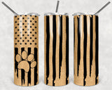 Paw Print Flag 20oz Skinny Tumbler custom drinkware - with straw - Stainless Steel cup
