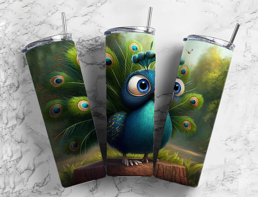 Peacock cute 20oz Skinny Straight Tumbler drinkware-with straw -water bottle -coffee mug cup travel tumbler