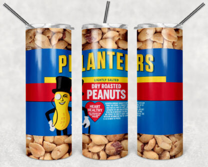 Planters Peanuts 20oz Skinny Tumbler custom drinkware - with straw - Stainless Steel cup