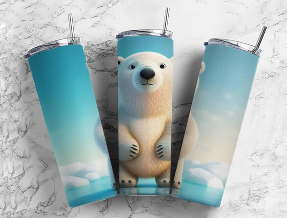 Polar Bear cute 20oz Skinny Straight Tumbler drinkware-with straw -water bottle -coffee mug cup travel tumbler