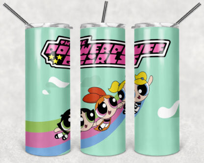 PowerPuff Girls 20oz Skinny Tumbler custom drinkware - with straw - Stainless Steel cup