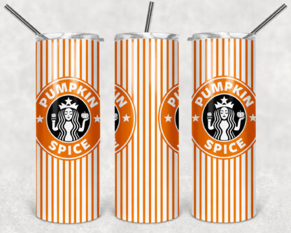 Pumpkin Spice 20oz Skinny Tumbler custom drinkware - with straw - Stainless Steel cup - Coffee