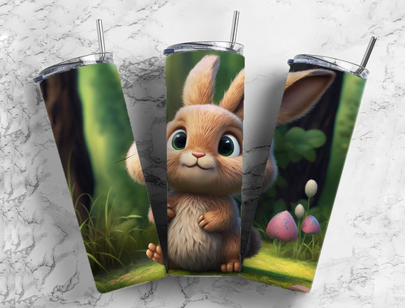 Rabbit cute bunny 20oz Skinny Straight Tumbler drinkware-with straw -water bottle -coffee mug cup travel tumbler