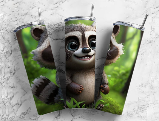 Racoon cute 20oz Skinny Straight Tumbler drinkware-with straw -water bottle -coffee mug cup travel tumbler