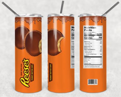 Reese's Candy 20oz Skinny Tumbler custom drinkware - with straw - Stainless Steel Cup