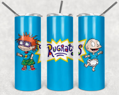Rugrats 20oz Skinny Tumbler custom drinkware - with straw - Stainless Steel cup