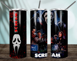 Scream Horror Movie 20oz Skinny Tumbler custom drinkware - with straw Stainless Steel Cup - Halloween