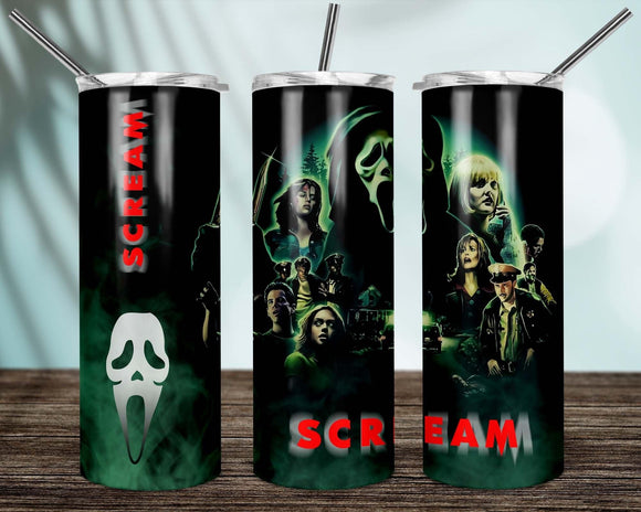 Scream 20oz Skinny Tumbler custom drinkware - with straw Stainless Steel Cup - Halloween - Horror Movie