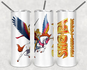 She-RA 20oz Skinny Tumbler custom drinkware - with straw - Stainless Steel cup- Princess of Power
