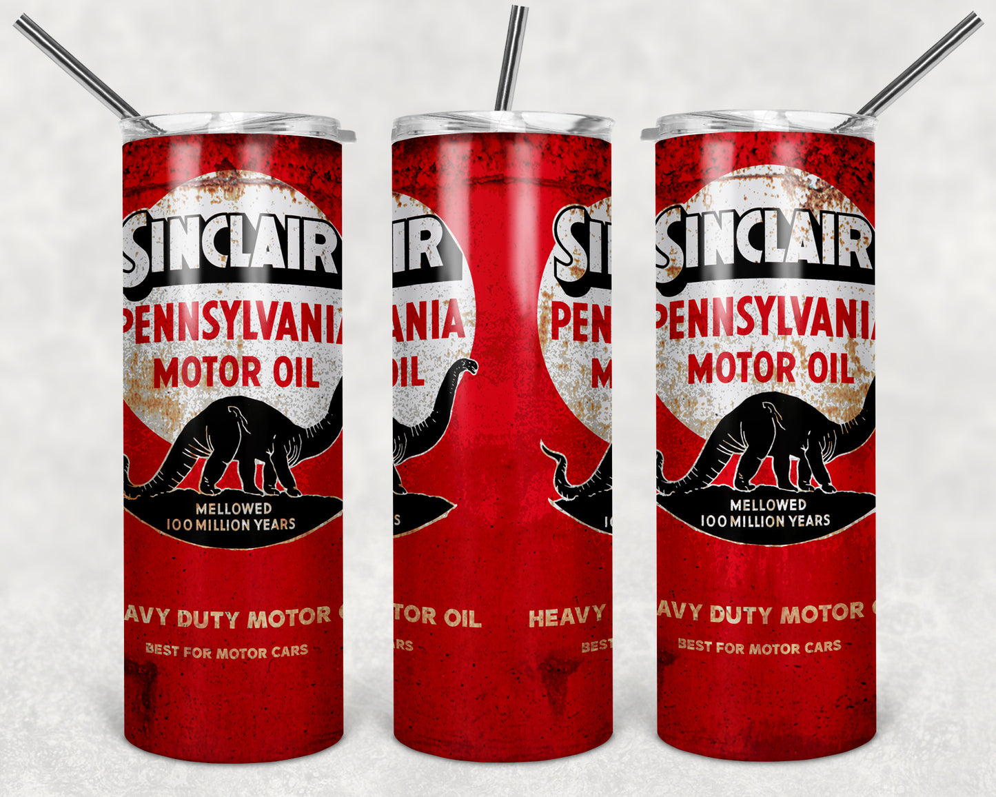 Sinclair Motor Oil 20oz Skinny Tumbler custom drinkware - with straw - Stainless Steel cup