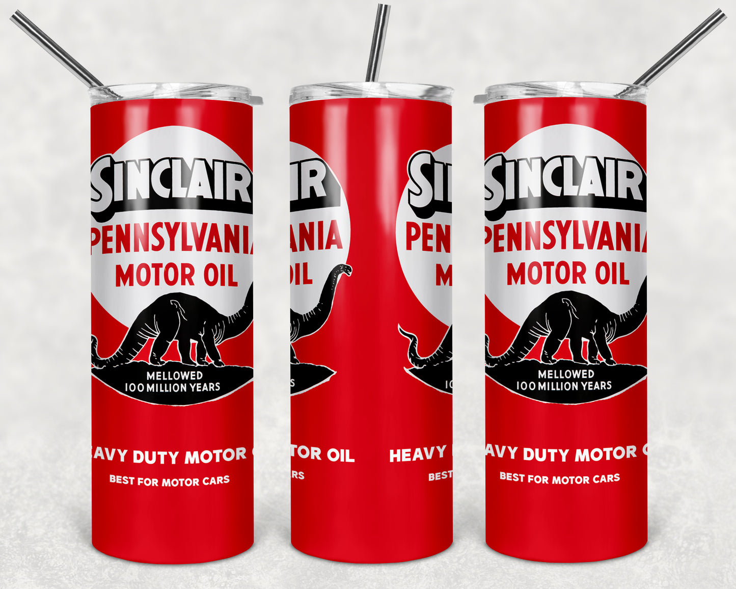 Sinclair Motor Oil 20oz Skinny Tumbler custom drinkware - with straw - Stainless Steel cup